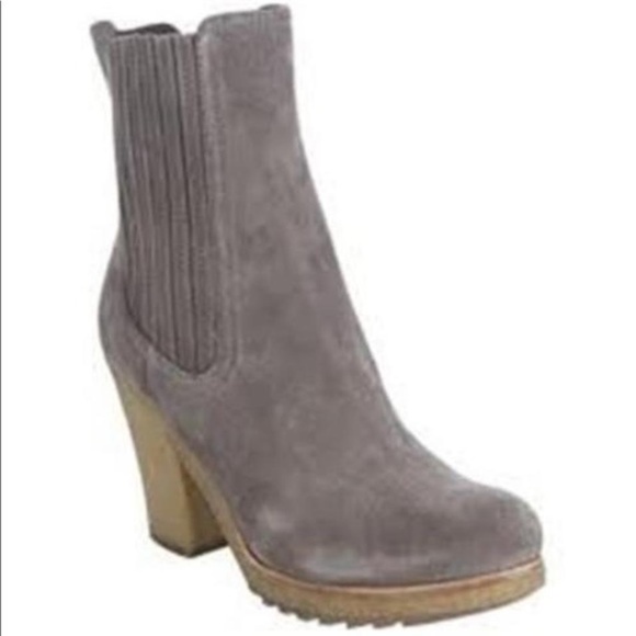 Prada Shoes - PRADA Gray Suede Rubber Lug Sole Boots Size 39.5